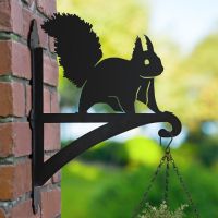 Red Squirrel Hanging Basket Bracket in Garden