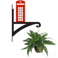 Red Telephone Box Hanging Basket Bracket Holding a Plant Red Telephone Box Hanging Basket Bracket Holding a Plant