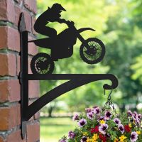 Dirt Bike Hanging Basket Bracket in Garden