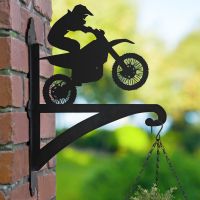 Dirt Bike Hanging Basket Bracket on Brick Wall 