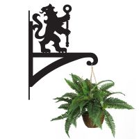 Lion & Staff Hanging Basket Bracket Holding a Plant
