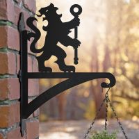 Lion & Staff Hanging Basket Bracket Finished in Black