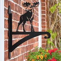 Moose Iron Hanging Basket Bracket on Wall 