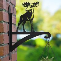 Moose Iron Hanging Basket Bracket in Garden