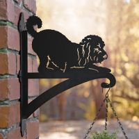 Playful Cockapoo Hanging Basket Bracket in full 