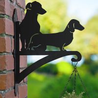 "Dachshund & Jack Russel" Bracket in Garden Setting  "Dachshund & Jack Russel" Bracket in Garden Setting