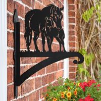 Mare & Foal Hanging Basket Bracket on Brick Wall 
