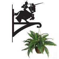 Knight Iron Hanging Basket Bracket Holding a Flower Basket