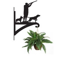 Game Season "Boston Terrier" Iron Hanging Basket Bracket Holding a Flower Basket