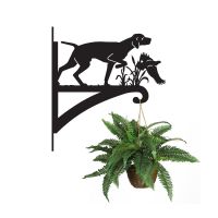 Pointer & Pheasant Iron Hanging Basket Bracket Holding a Flower Basket Pointer & Pheasant Iron Hanging Basket Bracket Holding a Flower Basket
