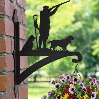 Game Season "Springer Spaniel" Iron Hanging Basket Bracket in Garden Setting