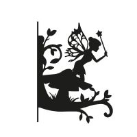 Fairy With Wand Hanging Basket Bracket on White Background Fairy With Wand Hanging Basket Bracket on White Background