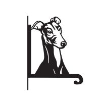 Close-Up of Steel Greyhound Head Hanging Basket Bracket