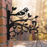 Hanging Basket Bracket with Sparrow in Branches
