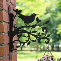 Hanging Basket Bracket with Blackbird and Branches Design 