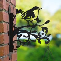 Iron Hanging Basket Bracket with Wren & Branches Iron Hanging Basket Bracket with Wren & Branches
