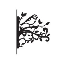Iron Hanging Basket Bracket with Blue Tit and Branches Iron Hanging Basket Bracket with Blue Tit and Branches