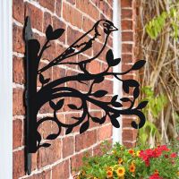 Iron Hanging Basket Bracket with Goldfinch and Branches