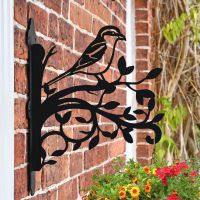 Great Grey Shrike Iron Hanging Basket Bracket in Black