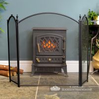 Traditional Simple Three Fold Fire Guard in Situ Finished in Black