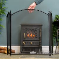 Black Traditional Simple Three Fold Fire Guard to Scale