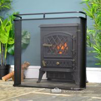 Black Railed Fire Guard in Situ in the Living Room Black Railed Fire Guard in Situ in the Living Room