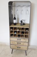 Industrial Metal & Wood Wine Cabinet
