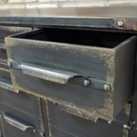 Close up of metal drawer open