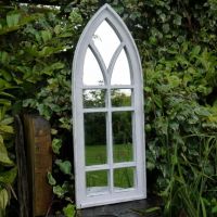 White Arched Garden Mirror