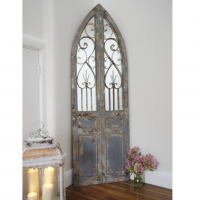 Cathedral Door Rustic Wood & Metal Mirror  Cathedral Door Rustic Wood & Metal Mirror