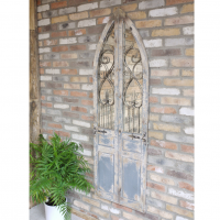 Cathedral Door Rustic Wood & Metal Mirror on Wall  Cathedral Door Rustic Wood & Metal Mirror on Wall