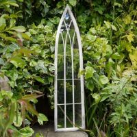 White Arched Garden Mirror