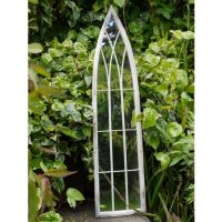 White Arched Garden Mirror in Situ