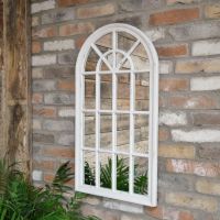 Aged White Arched Mirror 
