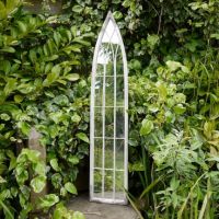 White Arched Garden Mirror