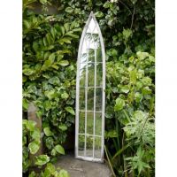 White Arched Garden Mirror in Situ
