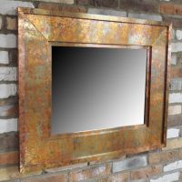 Side View of Rustic Copper Wall Mirror