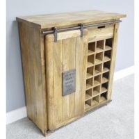 Side View of Solid Mango Wood Wine Cabinet