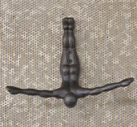 Front View of Cast Iron "Sky Dive" Coat Hook Front View of Cast Iron "Sky Dive" Coat Hook