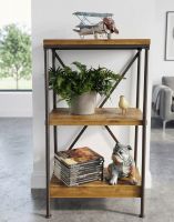 The Floor Standing Industrial Shelving Unit in a White Modern Living Room with Ornaments and a Plant on Display - Digital Illustration The Floor Standing Industrial Shelving Unit in a White Modern Living Room with Ornaments and a Plant on Display - Digital Illustration