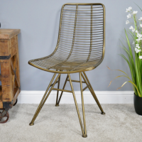 Curved Gold Metal Wire Chair 