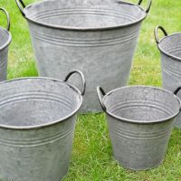 Close up of Metal Planter Pots - Set of 5 Close up of Metal Planter Pots - Set of 5
