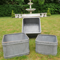 Vintage Metal Galvanised Square Dolly Tub- Set of 3 Vintage Metal Galvanised Square Dolly Tub- Set of 3