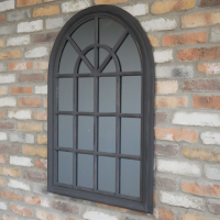"Avery" Dark Grey Mirror on Brick Wall 