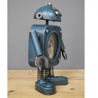 Side view of Ro-bot Square Clock in Blue