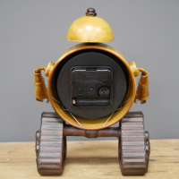 Rear view of Yellow Circular Robot Clock 