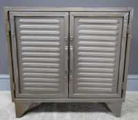 Close-Up of Grey Metal Industrial Cabinet 