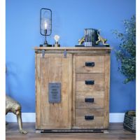 Industrial Iron & Mango Wood Storage Cabinet in Situ