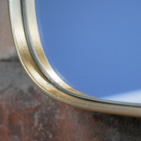 Close up of Contemporary Square Gold Mirror 