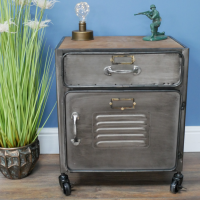 Industrial Metal Bedside Cabinet 